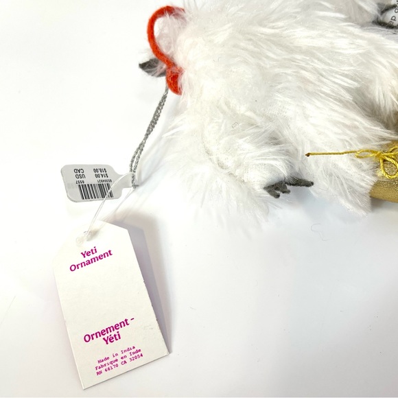 Urban Outfitters Yeti Ornament Fluffy White Monster Christmas Holiday Gold Boots - Picture 3 of 6